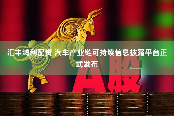 汇丰鸿利配资 汽车产业链可持续信息披露平台正式发布